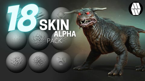 18 Skin Alphas and VDM Brush - Custom made Alphas to use in ZBrush