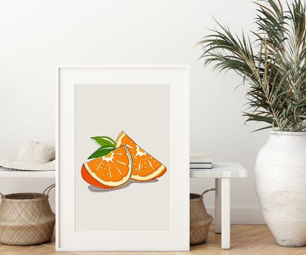 ArtStation - Orange / Fruit Continuous Line, Drawing Wall Art ...