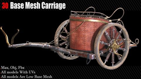 30 Carriage  & wagons  Base Mesh ( Game Ready )