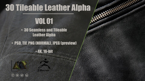 30 Leather Alphas (Seamless and Tileable - Vol 01)