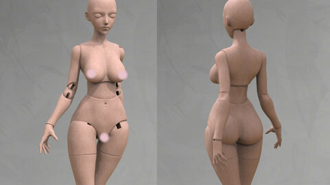 Bjd 3d doll, Ball jointed doll, 3D BJD, BJD model, bjd 3d printing, stl bjd