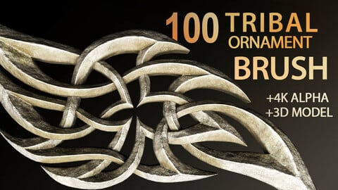 100+ Tribal Ornament Brushes, Alphas and 3D Models