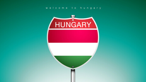 20 ICON The City Label & Map of HUNGARY In American Signs Style
