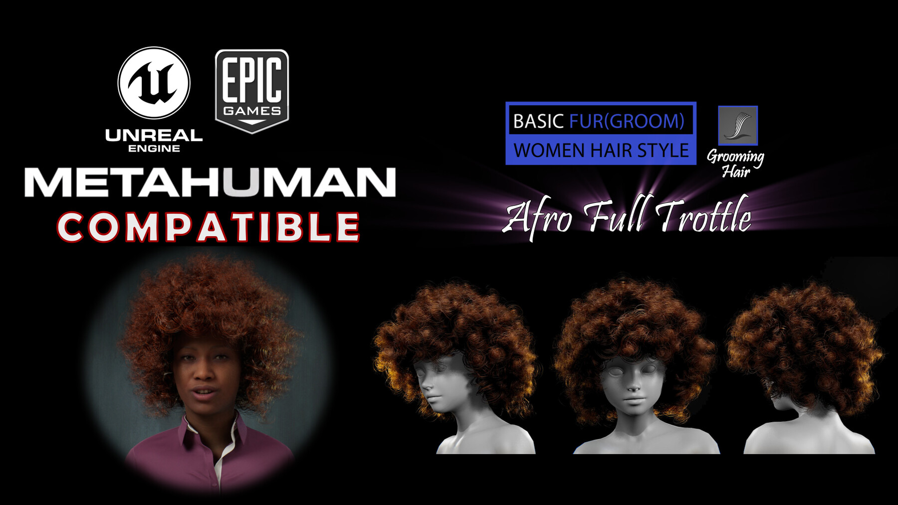 Afro Full Throttle Grooming Real-Time Hairstyle
