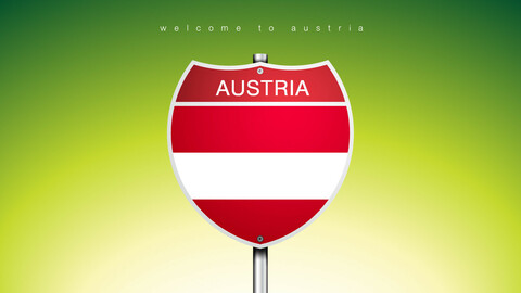 18 ICON The City Label & Map of AUSTRIA In American Signs Style