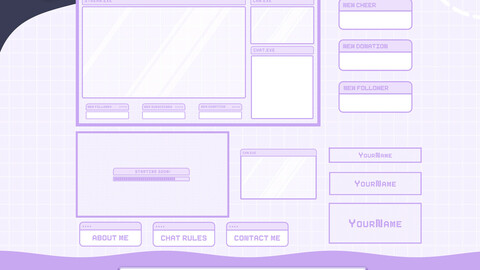 Animated Stream Package Overlay Purple, Pixel Stream Pack, Pixel Animated Overlays, Stream Overlays, Twitch Overlay Cozy