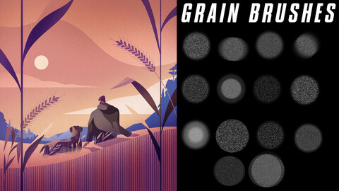 Grain brushes for Photoshop and Procreate