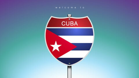 10 ICON The City Label & Map of CUBA In American Signs Style