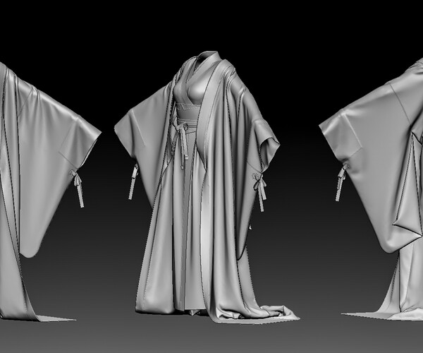 ArtStation Kimono outfit / Marvelous Designer/Clo3D project file + OBJ Resources