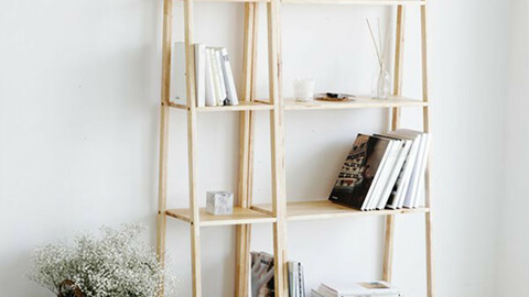 solid wood 4-step ladder shelf