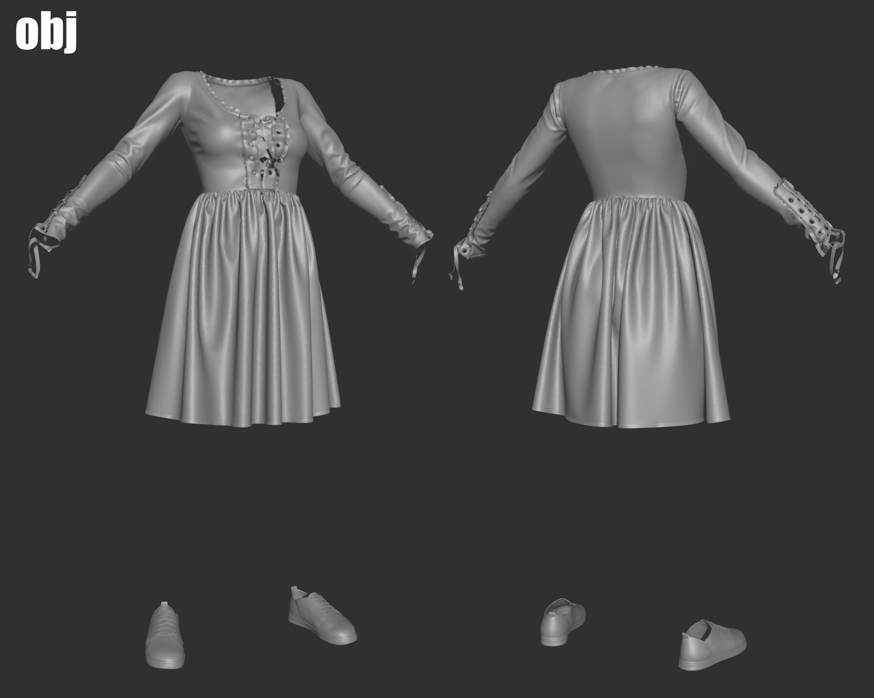 ArtStation - Dress 4_3. Marvelous Designer/Clo3d project + OBJ. | Resources