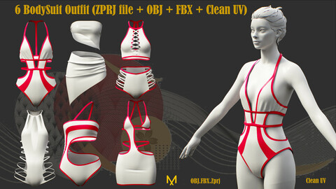 6 BodySuit Outfit ( ZPRJ File + OBJ + FBX + Clean UV)