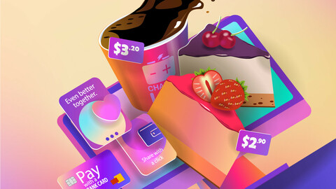 Volumetric fast food interface on the office computer screen