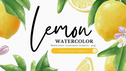 Lemon - watercolor clipart set