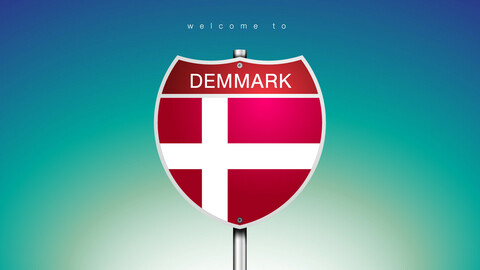 10 ICON The City Label & Map of DENMARK In American Signs Style