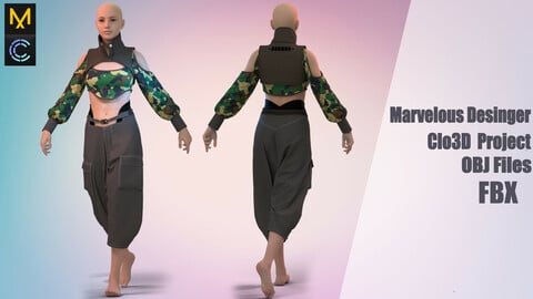 cyberpunk clothing №98 "Marvelous Designer" /Zprj/ OBJ+FBX