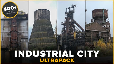 400+ Industrial City Reference Pictures Ultrapack - Factories, Abandoned Train Cars, Hard surface