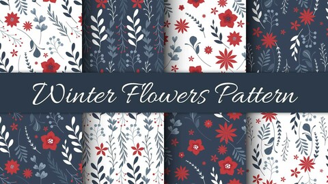 ArtStation - Patterns of ornamental winter flowers in vintage style ...