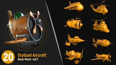 20 Stylized aircraft Base Mesh Vol.7