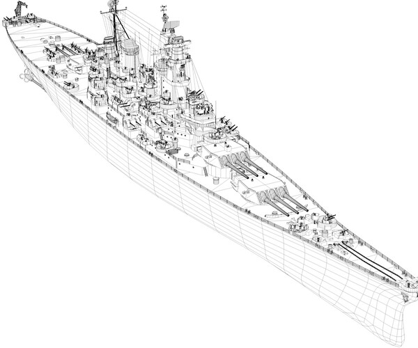 Artstation Iowa Class Battleship Missouri Game Assets