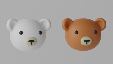 Cartoon Cute Bear Head 3D model
