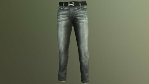 JEANS WITH HERMES BELT low-poly PBR