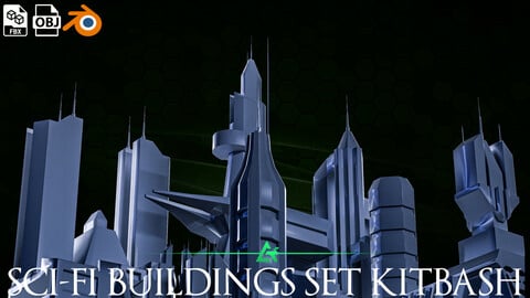 50 Sci-Fi Buildings Kitbash - VOL 01