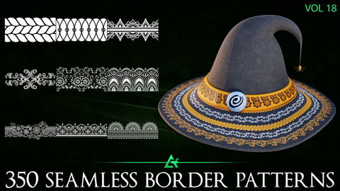 350 Alpha Seamless Border Patterns (MEGA Pack) - Vol 18