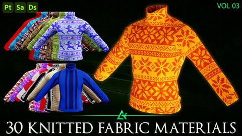 30 Knitted Fabric Materials + PBR Textures (Practical & Unique) - Vol 3