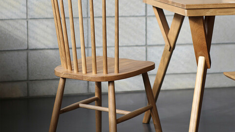 Ethnic Oak Walnut Solid Wood Chair