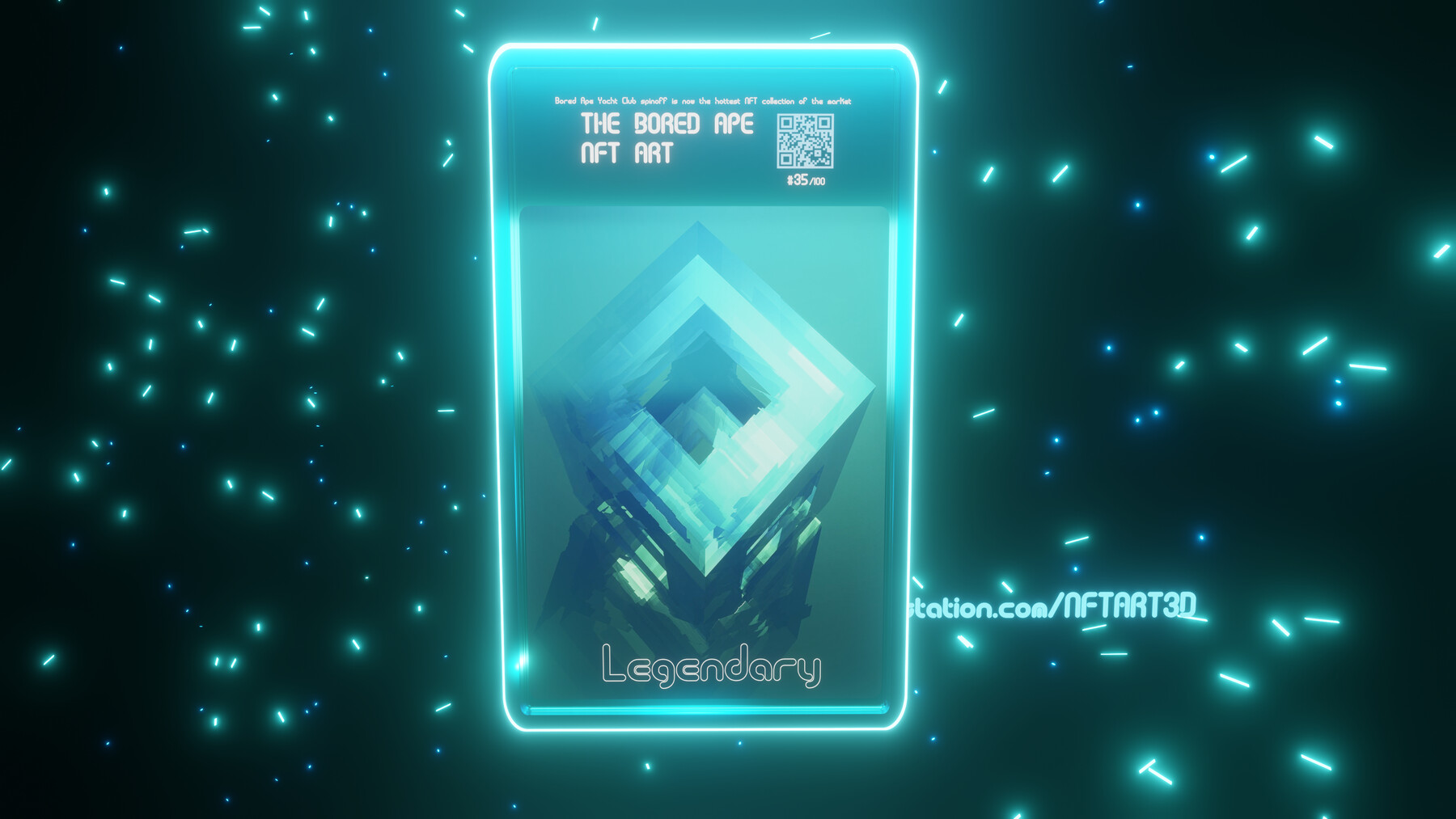 NFTArt3D 3D Animated Card Blender Template .blend File NFT Style with