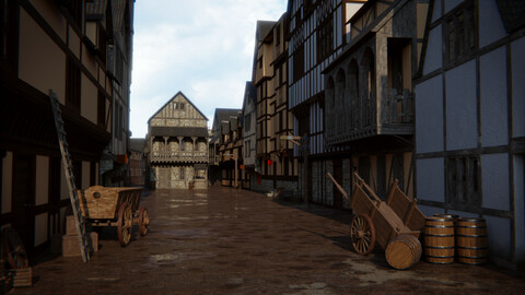 Medieval Street 3d Scene