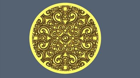 Original circular embossed pattern STL download, circular embossed flower, circular flat carved sculpture file
