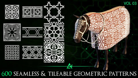 600 Seamless and Tileable Geometric Ornamental Alpha Patterns and Borders - Vol 3