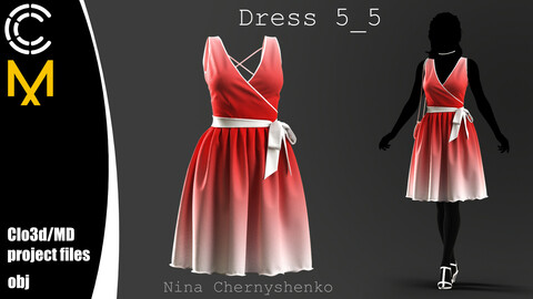 Dress 5_5. Marvelous Designer/Clo3d project + OBJ.