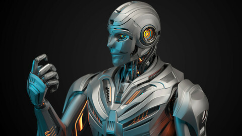 Futuristic Robot Man - Rigged 3D model