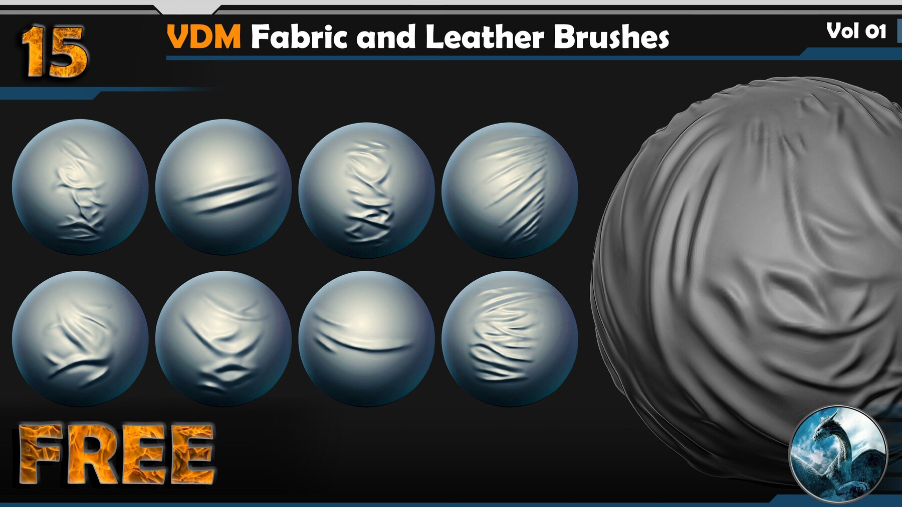 ArtStation - 15 Free VDM Fabric and Leather Brushes VOL 01 | Brushes