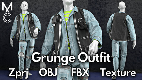 Grunge No.1 : Marvelous Designer + Clo3d + OBJ + FBX + Texture