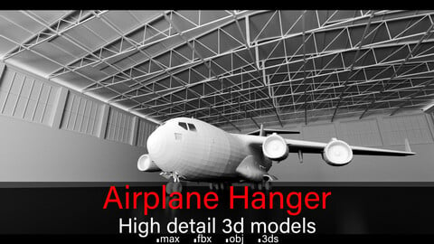 Airplane Hanger+ Airlplane object- Vol 01- High detail 3d models