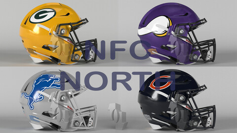Helmet Football NFL NFC North Collection PBR 3D model 3D model