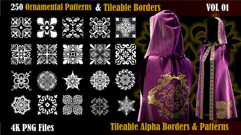 250 Ornamental Patterns & Tileable Borders VOL 01