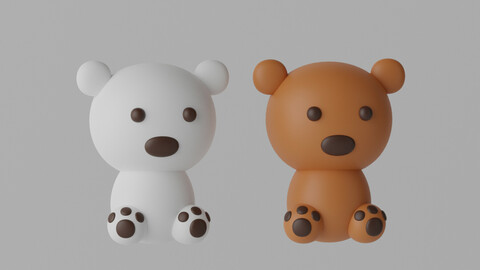 Cartoon Cute Bear Head 3D model