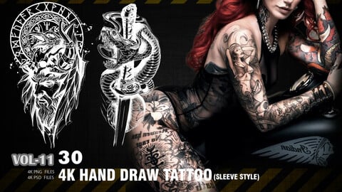 30 4K HAND DRAW TATTOO AND PRINT ARTS  - VOL11