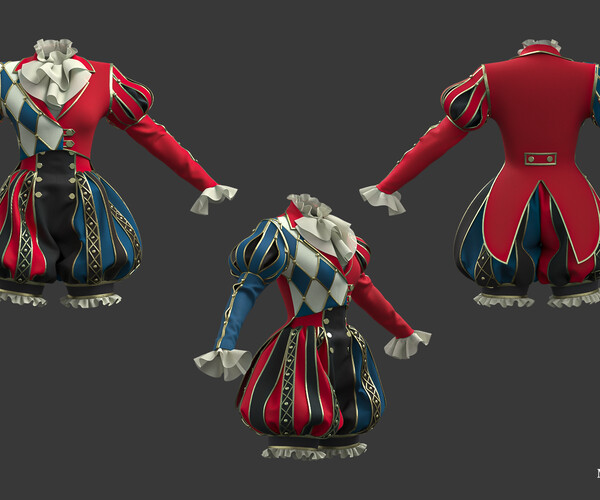 ArtStation - Female jester outfit / Marvelous Designer/Clo3D project ...