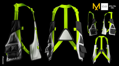 Future Fashion Vest Waistcoat Bag Fanny #015 - Clo 3D / Marvelous Designer + OBJ / NO TEXTURE / DIGITAL FASHION / STREET WEAR / HYPEBEAST