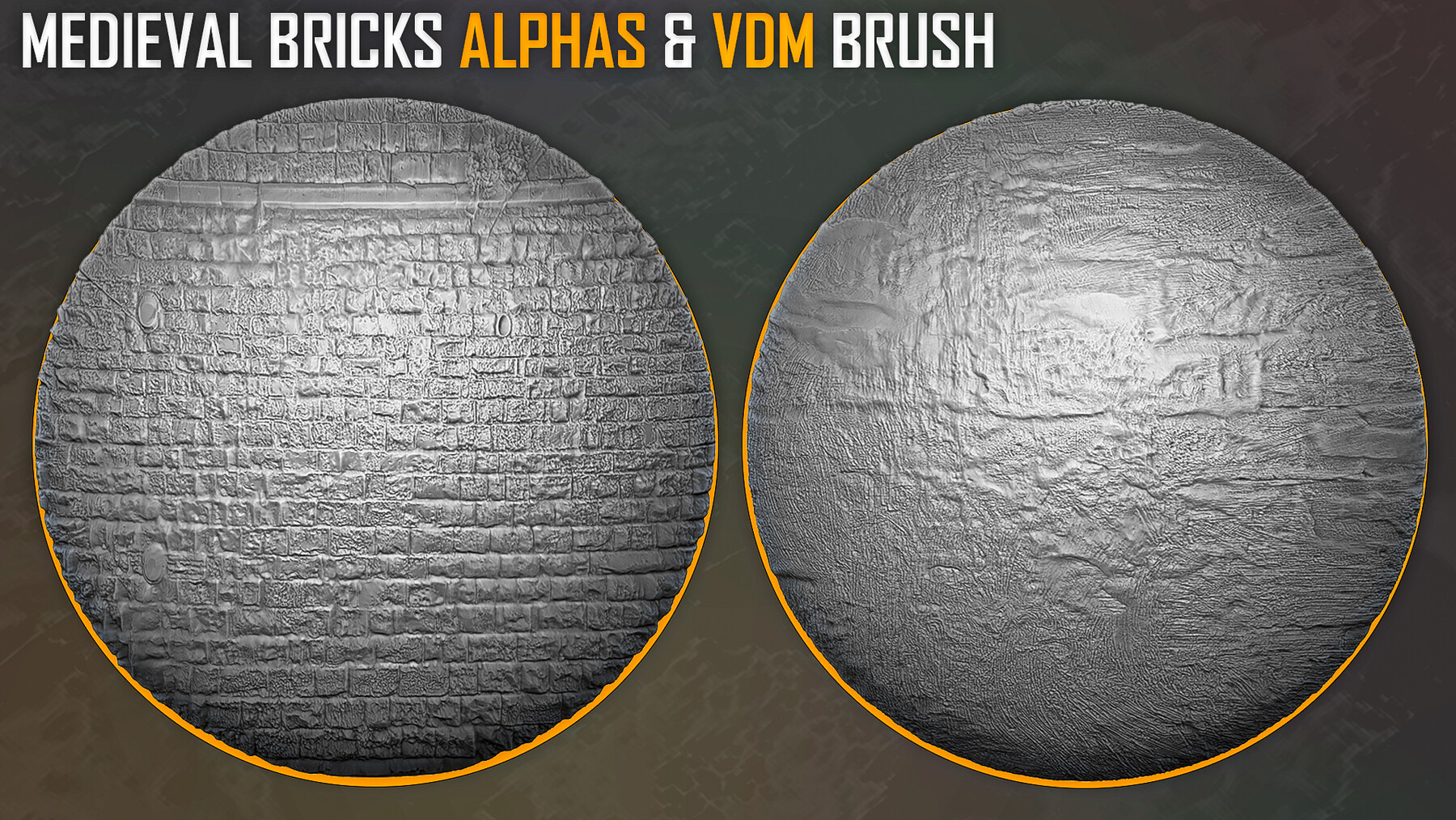 Medieval Bricks Alphas and VDM Brush for ZBrush preview 2
