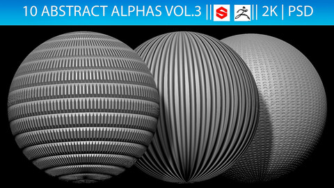 10 Abstract Alphas Vol.3 (ZBrush, Substance, 2K, PSD)