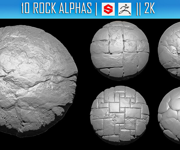 ArtStation - 10 Rock Alphas (ZBRush, Substance, 2K) | Brushes