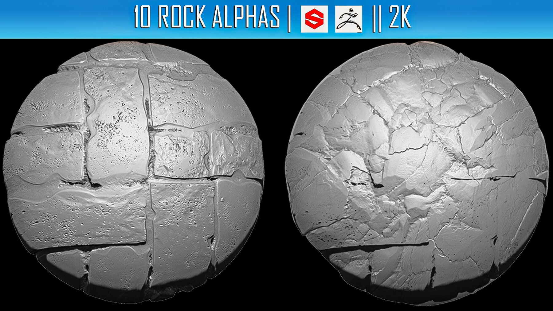 ArtStation - 10 Rock Alphas (ZBRush, Substance, 2K) | Brushes