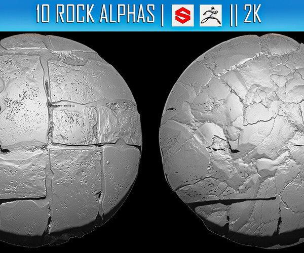 ArtStation - 10 Rock Alphas (ZBRush, Substance, 2K) | Brushes